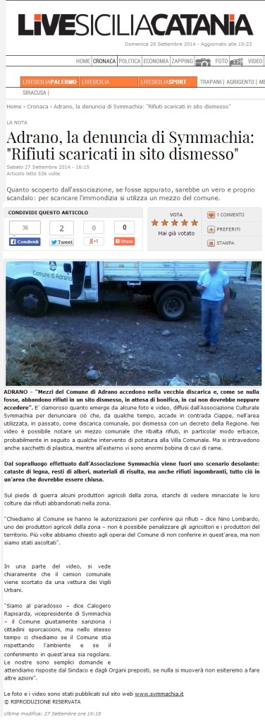 symmachia - livesicilia rifiuti discarica