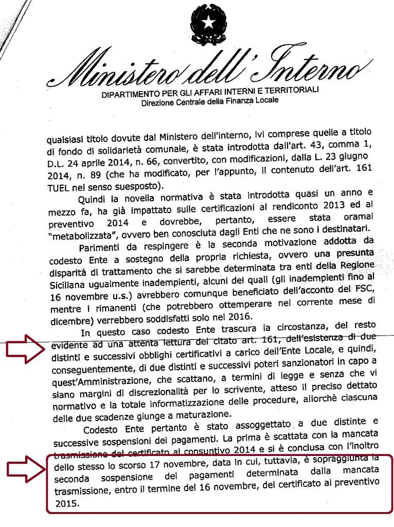 Nota Ministero